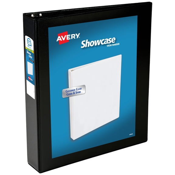 Avery Showcase Standard View Binder, 1.5" Slant Rings, Black (19650)
