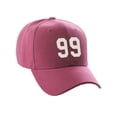 thumbnail image 3 of Daxton Structured Baseball Hat Cap Curved Visor Custom Team Number - Hot Pink Hat,White99, 3 of 3