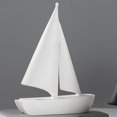 thumbnail image 2 of Figura de barco de resina, estatua creativa de velero, escultura decorativa, colección Blanco, 2 of 9