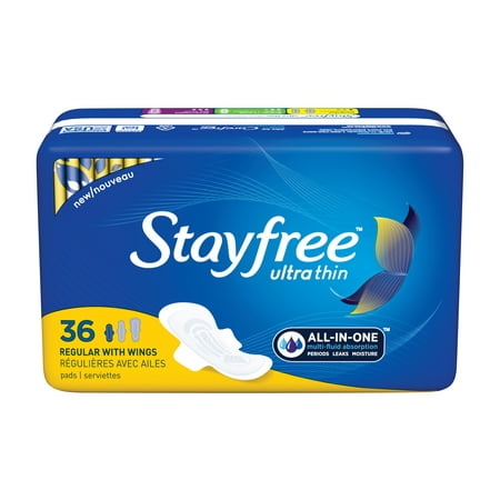 Stayfree Ultra Thin Pads with Wings, Regular Absorbency, (Best Pads For Teens)