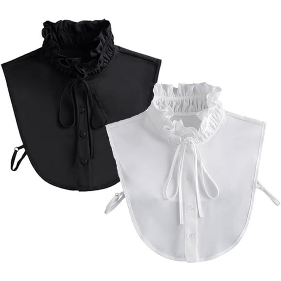 CAILDANL Turtleneck Dickey Collar Shirt False Collar Blouse Elegant Ruffle Collar Button Down Half Shirt for Women