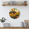 thumbnail image 3 of Eveokoki Rustic Sunset Sunflower Farm Farmhouse Wooden Wall Clock - 10 Inch Silent Non-Ticking Decorative Clock for Kitchen, Living Room, Bedroom, Country Home Decor, 3 of 4