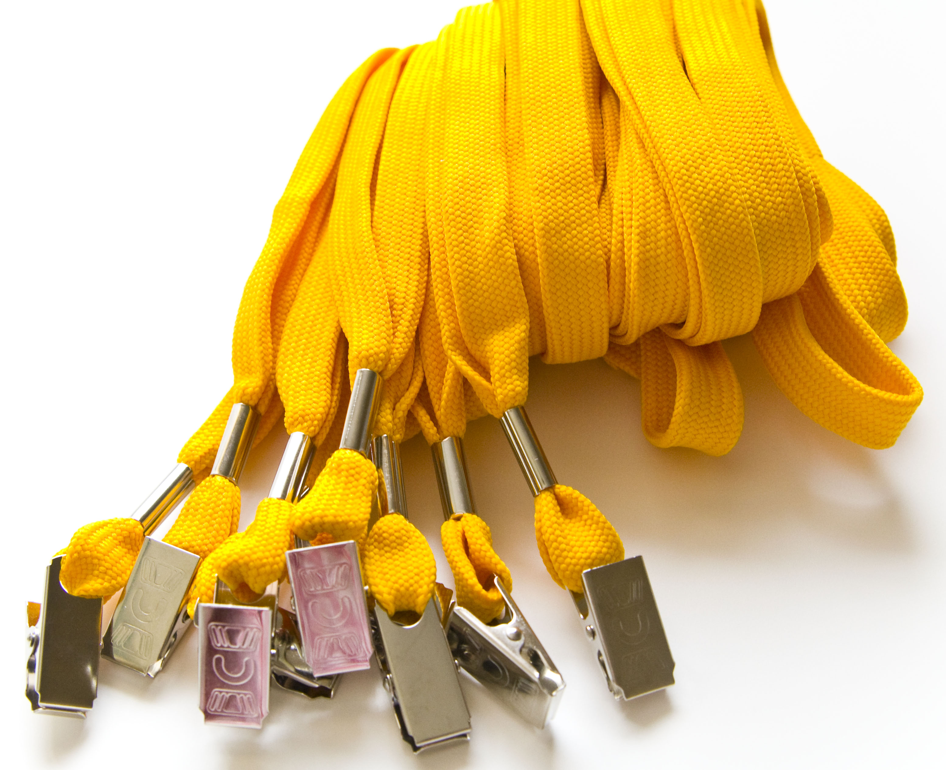 100pcs Flat ID Neck Lanyards for Badges with Bulldog Clip, Athletic Gold by OnDepot