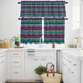 thumbnail image 3 of Gradient Stripes Kitchen Curtains Valances and Tiers Set of 3 Vintage Pink Green Lines Watercolor Tier Curtains and Valance with Rod Pocket for Small Windows, 27.5"x36", 3 of 9