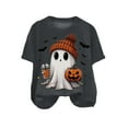 thumbnail image 4 of enyan Women Shirt Halloween Basic Tee Graphic Pumpkin Cute Ghost Graphic Tops Top Ladies Halloween Tops Dark Gray,XXL, 4 of 4
