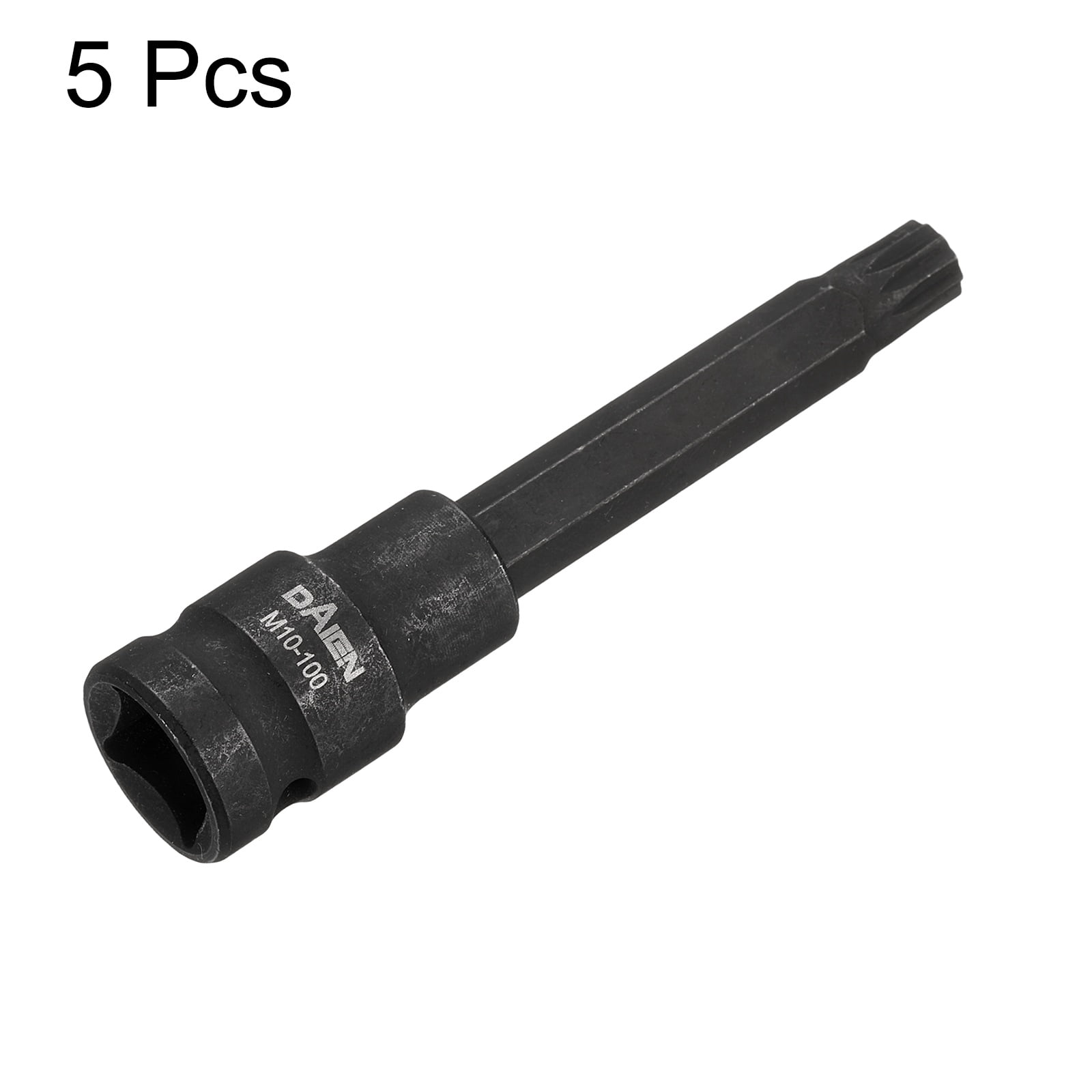 Uxcell 5pcs M10 Triple Square Bit Socket 55mm/2.17" Length 1/2" Square Drive 12 Point Spline Extension Impact Bit Power Nut Driver Set S2 Steel Socket Ratchet Wrench Bits, Black