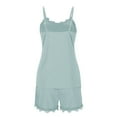 thumbnail image 6 of Bibifish Womens Pajama Sets Lace V Neck Strap Pajama Sets Casual Cami Tops With Shorts 2 Piece Cozy Soft Sleepwear Sets For Ladies, 6 of 9