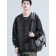 thumbnail image 3 of Sudadera con capucha holgada informal de gran tamaño con cuello redondo y gráfico de paneles de rayas otoñales para hombre, estilo urbano, con bolsillos, estilo Y2K, 3 of 5