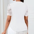 thumbnail image 6 of ClodeEU Womens Lace Trim Short Sleeve Button Down V Neck Casual Fashion Shirts White,Womens Plus L, 6 of 6