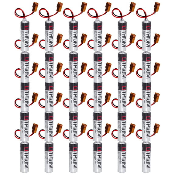 30 PCS ER6V/3.6V 2400mAh PLC Lithium Battery with Brown Plug for M64 System