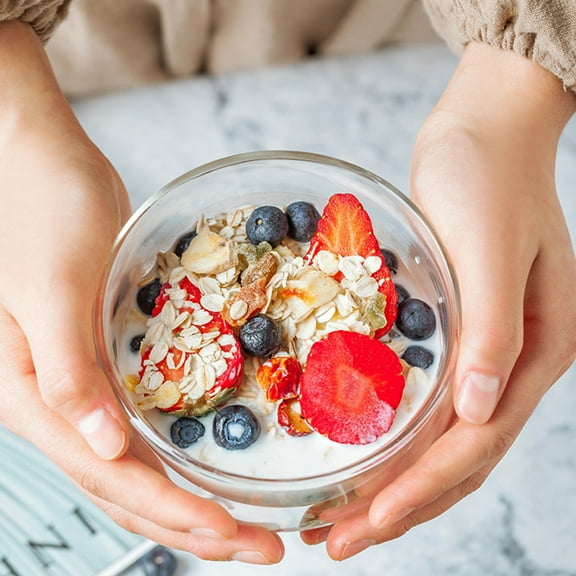 SOPOTUTU Clear Double Layer Glass Bowl for Home Use High Borosilicate Glass Food Serving Holder 1Pc Transparent