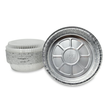 Catering Food Pan Carrier Fig & Leaf (45 Pack) Premium 9-Inch Round Foil Pans with Plastic Dome LIDS – 9” x 9