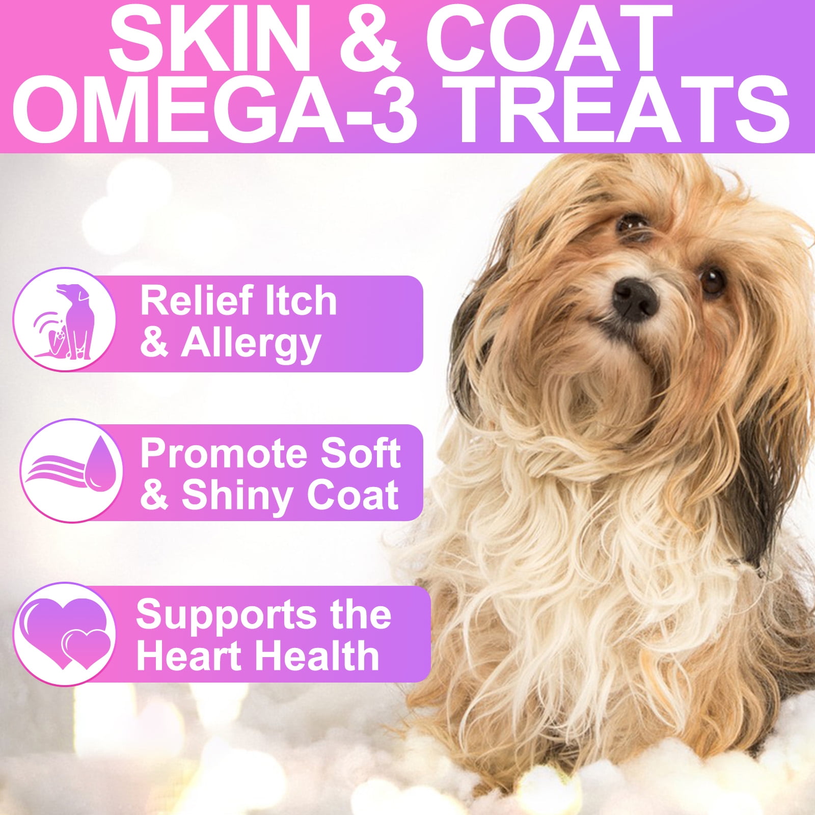 Oimmal Omega 3 Skin & Coat Chews for Dog, 300 Soft Chews with Salmon Oil & Vitamins, EPA&DHA Fatty Acids, Healthy Skin & Coat, Dry & Itchy Skin Relief + Allergy Support - Chicken Flavor