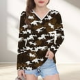 thumbnail image 3 of Ugoldhm Girls Long Sleeve Tees Camouflage Print V Neck Casual Tops Fall Long Sleeve Kids Shirts, 3 of 8