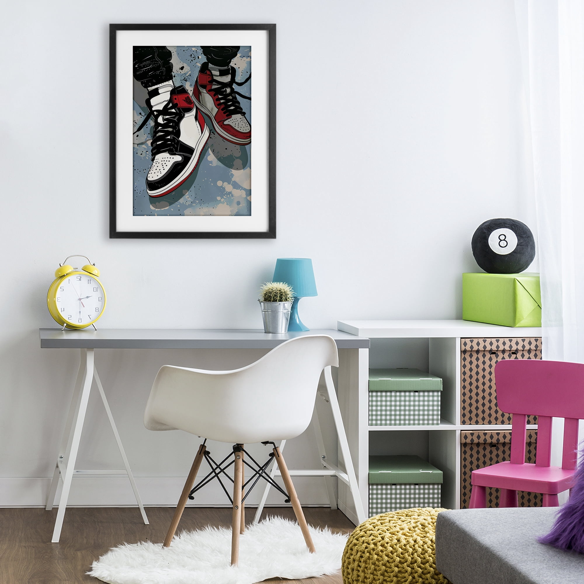 Stupell Industries Casual Streetwear Sneakers Black Framed Print Under Glass, design by Ray Powers