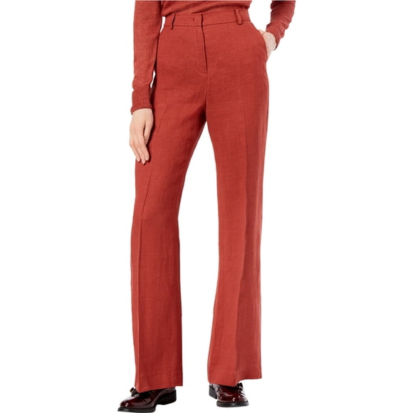 MaxMara Womens Delfi Linen Wide Leg Casual Pants, rust, 23