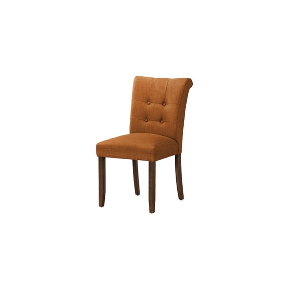 Dining Chair - 38" Height - Set Of 2 - Upholstered - Orange Fabric - Walnut Legs
