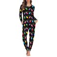 thumbnail image 2 of Renewold Family Matching Christmas Holiday Pajama Sets Colorful Lights Nightwear Lounge Set for Women Size XS 2 PCS Breathable Athletic Vacation Clothing Sleepwear, 2 of 5