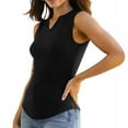 thumbnail image 4 of Giftesty Tank Tops for Women Solid Ribbed Fitted Tank Tops 2024 V Neck Curved Hem Sleeveless Shirts Casual Basic Tops, 4 of 7