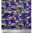 thumbnail image 1 of Soimoi Japan Crepe Satin Fabric Camouflage Texture & Dinosaur Animal Decor Fabric Printed Yard 42 Inch Wide, 1 of 1