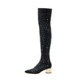 thumbnail image 5 of Mostsola Thigh High Boots for Women Pointed Toe Rhinestone Stretch Knit Over the Knee Boots, 5 of 9