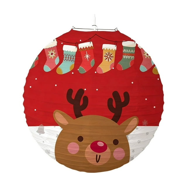 2pcs Christmas Paper Lanterns - Snowman & Reindeer Designs, Ideal for Home, Classroom, Holiday Event Decorations