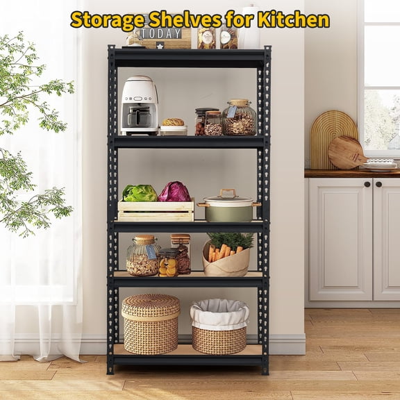 Amkui 5 Tier Heavy Duty Garage Shelving Adjustable Metal Shelving Unit Garage Storage Shelves Utility Rack Industrial Shelf Shelves Organization for Warehouse Pantry Kitchen Basement