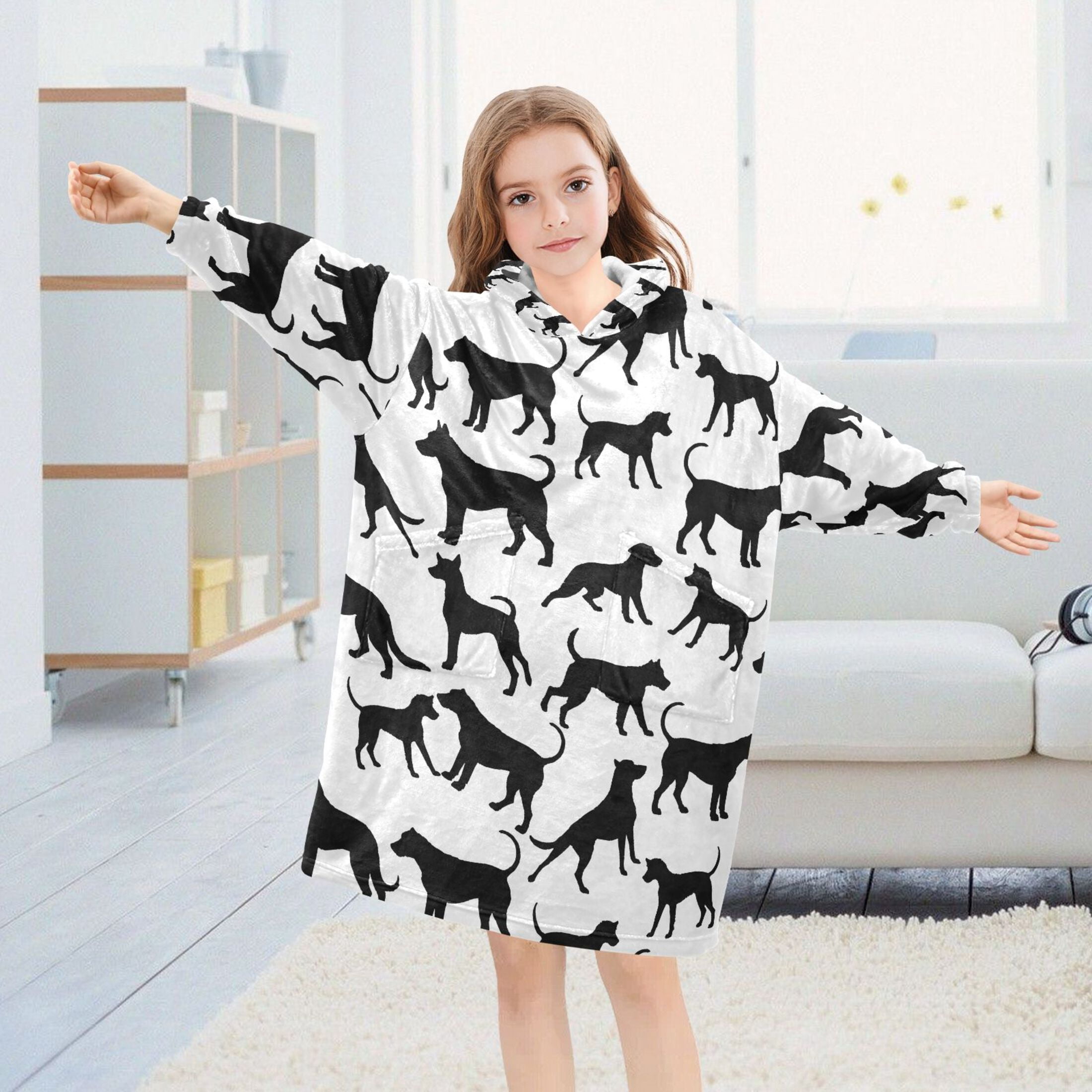 joogoo Blanket Hoodie for Silhouette Dogs Oversize Sweatshirt 3-14 YR L