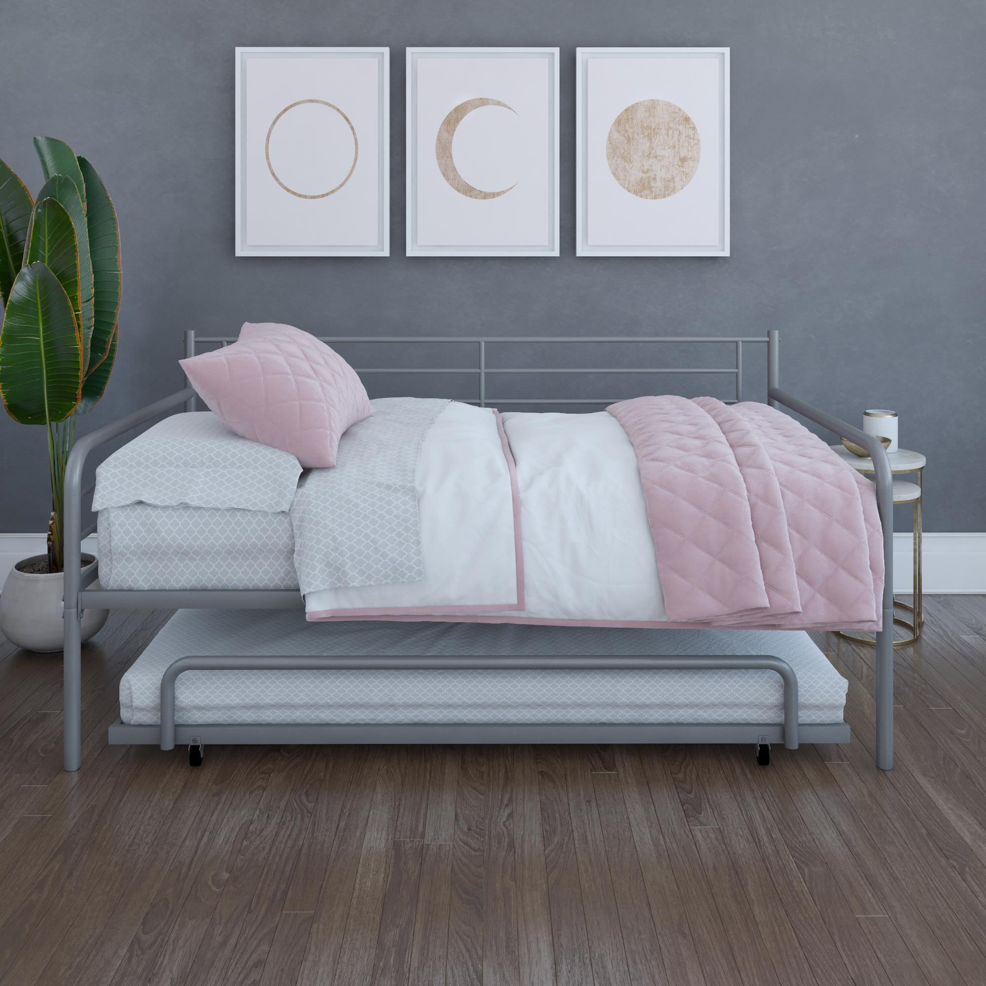 DHP Metal Daybed and Trundle Set Twin Silver Walmart