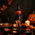 thumbnail image 4 of Vintage Witch Pumpkin Figurine with LED Lantern Striped Legs Resin Tabletop Decor for Halloween Fall Autumn Virelaxpo, 4 of 9
