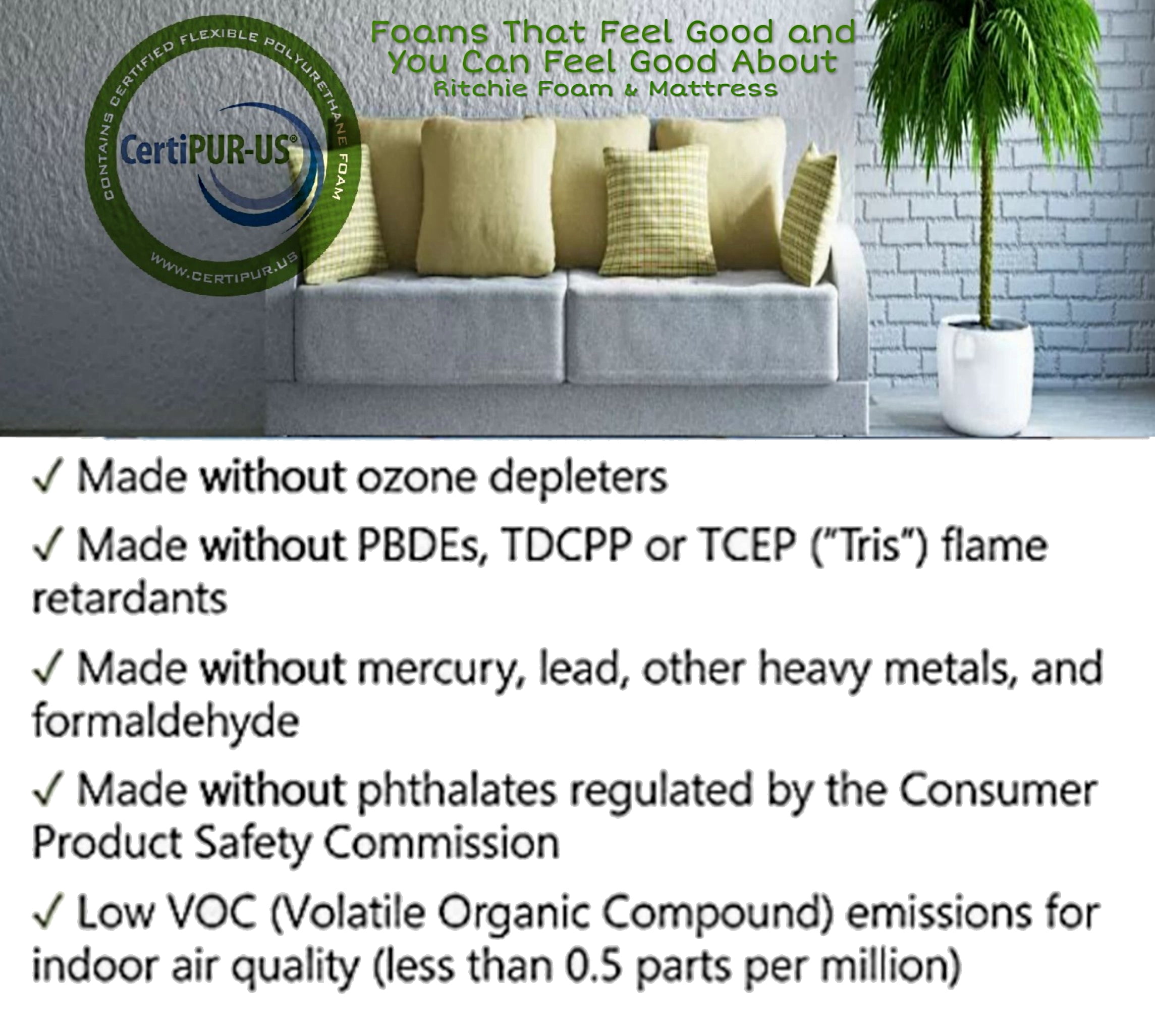 High Density Upholstery Foam Cushion 7"x 24"x 80" (52ILD) "Ultra Firm" Couch Cushion Replacement, Foam Padding (White) by Ritchie Foam & Mattress
