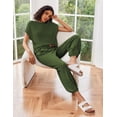 thumbnail image 5 of Ekouaer Two Piece Outfits Lounge Sets for Women Sweater Sets Knit Short Sleeve Tops Jogger Pants Matching Tracksuit, 5 of 6