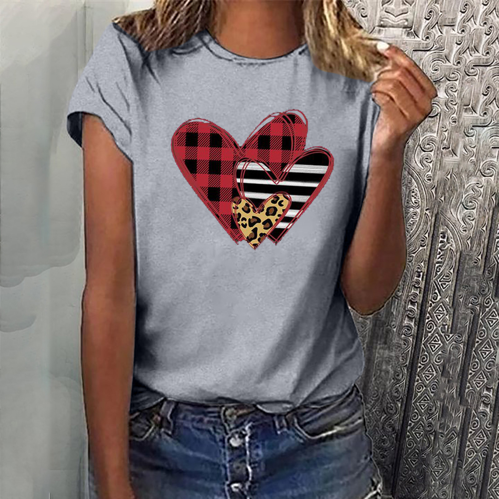 FREE SHIPPING-Women's Shirt Tees Funny Cute Short Sleeve Fall T Shirt  Hearth Love Shirt Gift Tops Blouse Gift For Couples,Gray,valentines day  gifts - Walmart.com