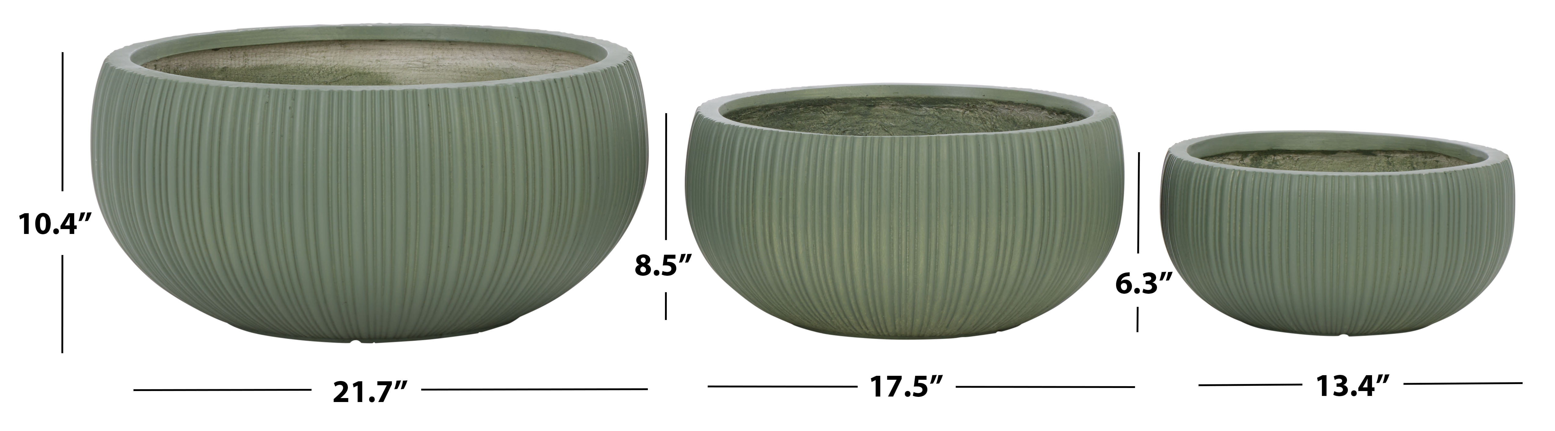 Safavieh Anita Round Green Fiber Clay Plant Pots - Set of 3