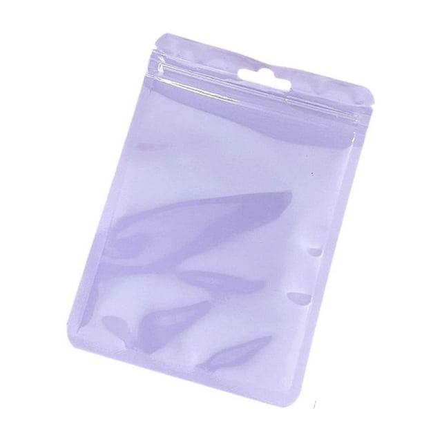 100Pcs Bags Pouches Packaging Macaron Jewelry Sealing Reusable Zipper Packing Storage Earring Bracelet Fashionable Purple