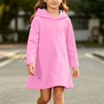 thumbnail image 5 of XYAIYT Long Sleeve Dresses for Girls Solid Color Long Sleeve Knee Length Dress Comfy Lightweight Kids Clothes, 5 of 6