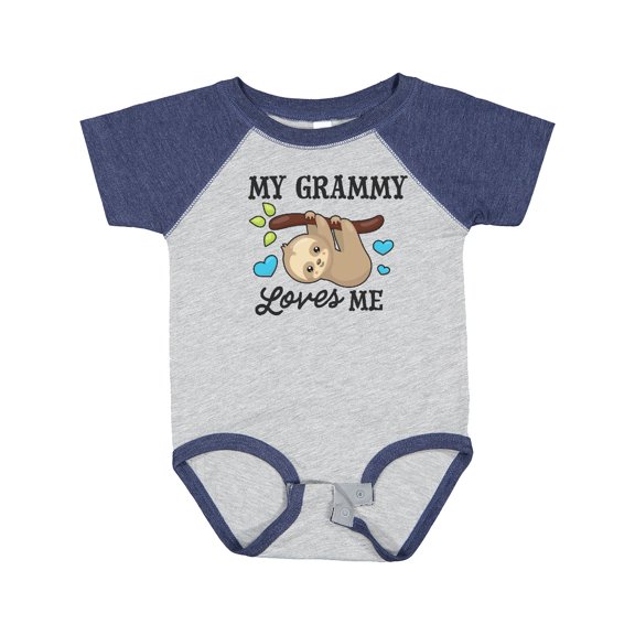 Inktastic My Grammy Loves Me with Sloth and Hearts Boys or Girls Baby Bodysuit
