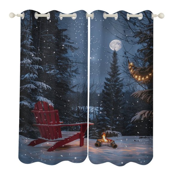 Christmas Snowman Snow House Curtains Aesthetic Envrionmental Friendly Picture, Living Room Bedroom Window Drapes 2 Panel Set