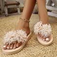 thumbnail image 5 of BRICH Flip Flops for Women Flower Dressy Wedges Platform Flat Sandals Open Toe Summer Beach Slides Comfortable Outdoor Boho Shoes Beige 6.5, 5 of 8