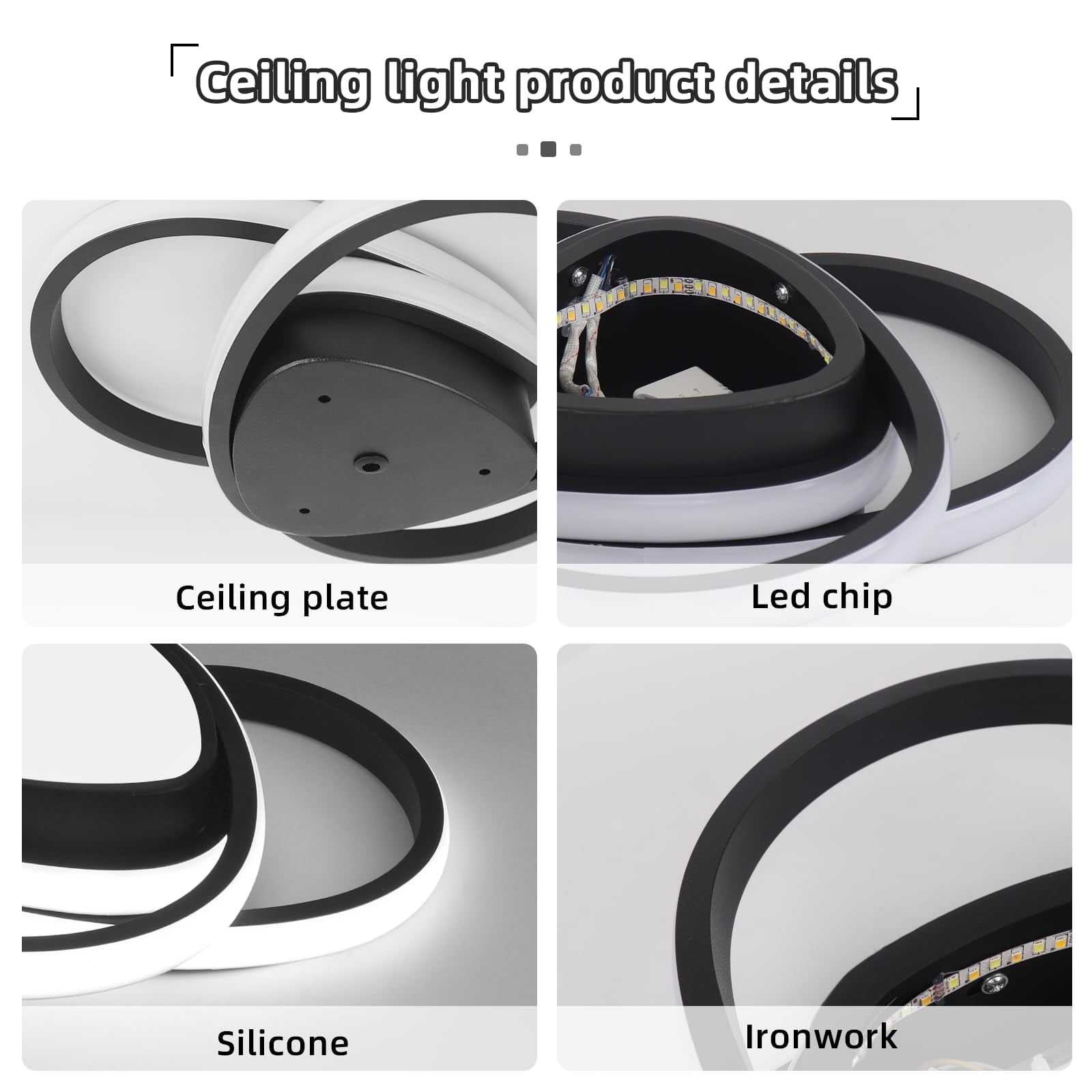 ADISUN LED Ceiling Lights 3 Round Modern Ceiling Lighting Fixture, Flush Mount Lamp for Aisle Bedroom Stairs Hallway Porch Kitchen Living Room - 36W Cool White Light 6000K
