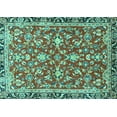 thumbnail image 1 of Ahgly Company Machine Washable Indoor Rectangle Persian Turquoise Blue Traditional Area Rugs, 7' x 9', 1 of 4