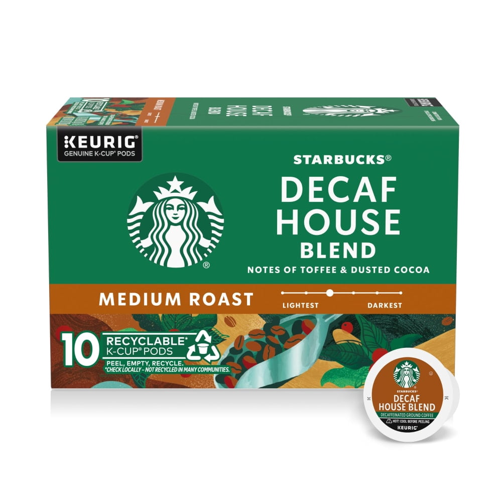 Starbucks Decaf House Blend Medium Roast K-Cup Coffee Pods 10 ct - Pack of 1