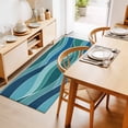 Blue Gradient Ripple Wave Rectangle Area Rug 2x6ft,Living Room Rug Non ...