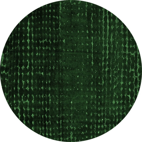 Ahgly Company Indoor Round Abstract Emerald Green Modern Area Rugs, 3' Round