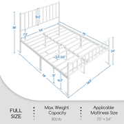 Yaheetech Metal Bed Frame Full Bed with Spindle Headboard and Footboard, White