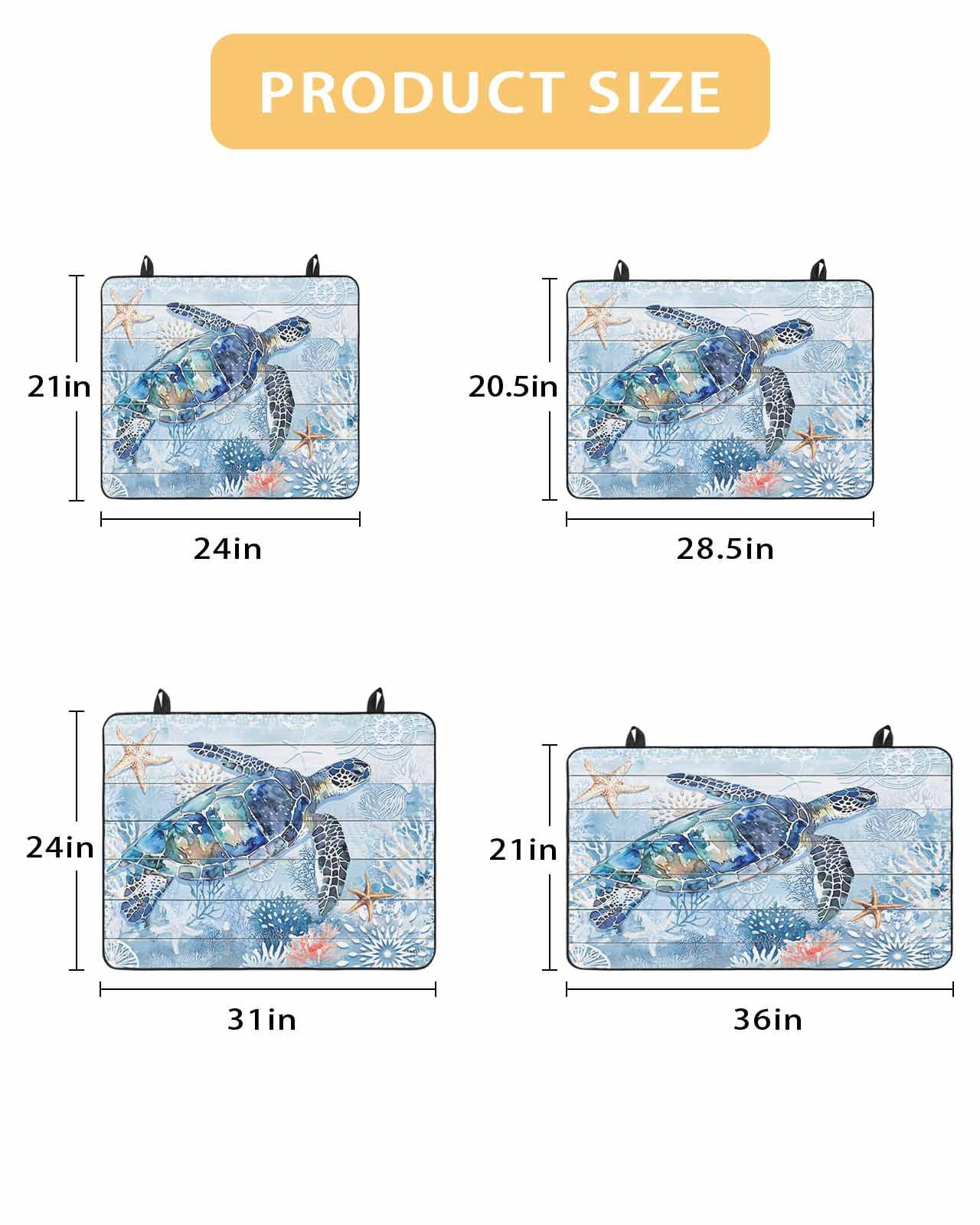 nqOlkjepod Large Induction Cooktop Protector Mat 24"x21", Coastal Turtle Stove Top Covers for Electric Stove, Blue Nautical Starfish Coral Jellyfish Stove Burner Cover Mats, Glass Top Stove Cover