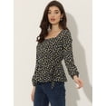 thumbnail image 3 of Blusa Floral Allegra K de Manga Larga Con Cuello Cuadrado Y Peplum Para Mujer Con Cinturón Negro M, 3 of 5