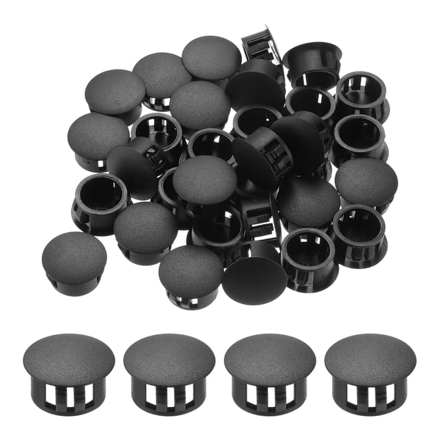 Tapones de agujero redondos negros de 16 mm (5/8') Uxcell 64 Pcs, tapones de agujero de nylon plástico tipo empotrado para insertar tapa de extremo para tubo de agujero de bloqueo