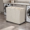 thumbnail image 3 of Wicker 3-Bag Rolling Laundry Sorter & Hamper with Caster Wheels, 3 of 17