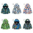 thumbnail image 2 of XBASW Toddler Kids Boys Hooded Raincoat Dinosaur Printed Windbreaker Jacket Long Sleeve Spring Autumn Light Trench Rain Coat Outerwear 1-8Y, 2 of 11